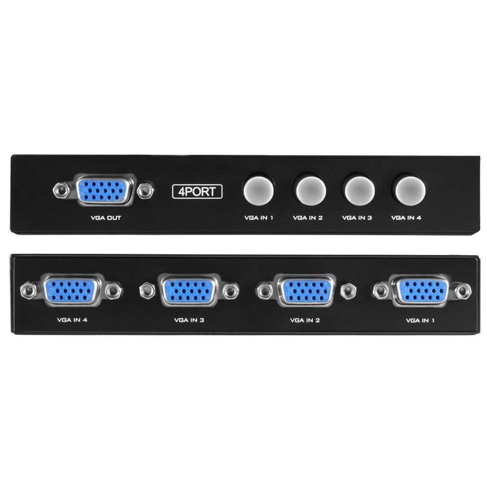 VGA 4 in 1 Out Video Switch with Button for PS4, PC, TV, Projector, Monitor