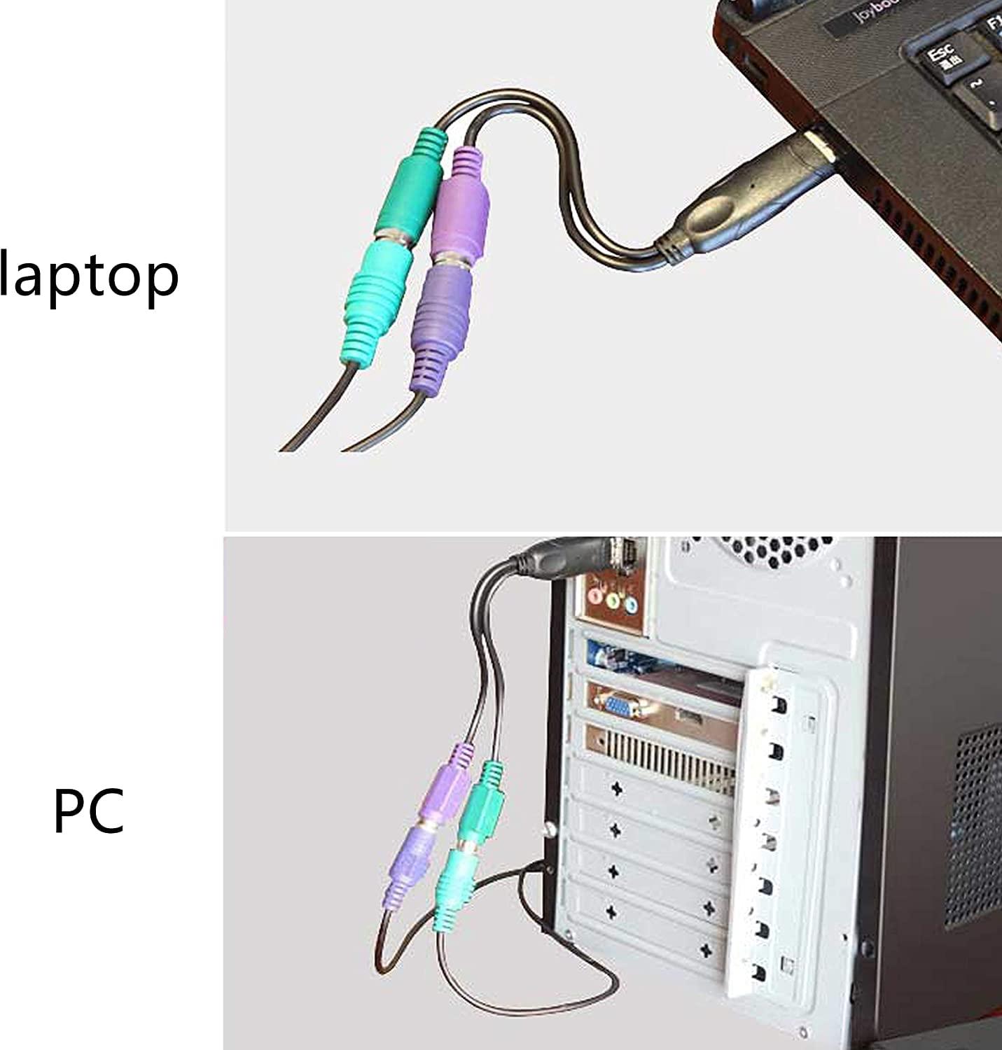 USB(M) to Dual PS/2 (F) Converter ,Connector ,Adapter , Cable For Keyboard Mouse (Multicolor)