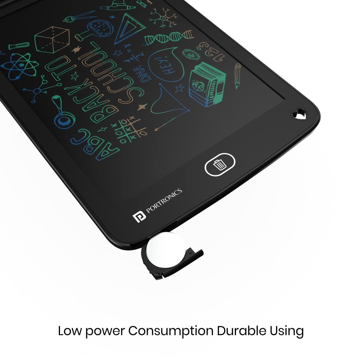 Portronics Ruffpad 8.5M Multicolor LCD Writing Pad with Screen 21.5cm (8.5-inch) for Drawing, Playing, Handwriting Gifts for Kids & Adults (Black)