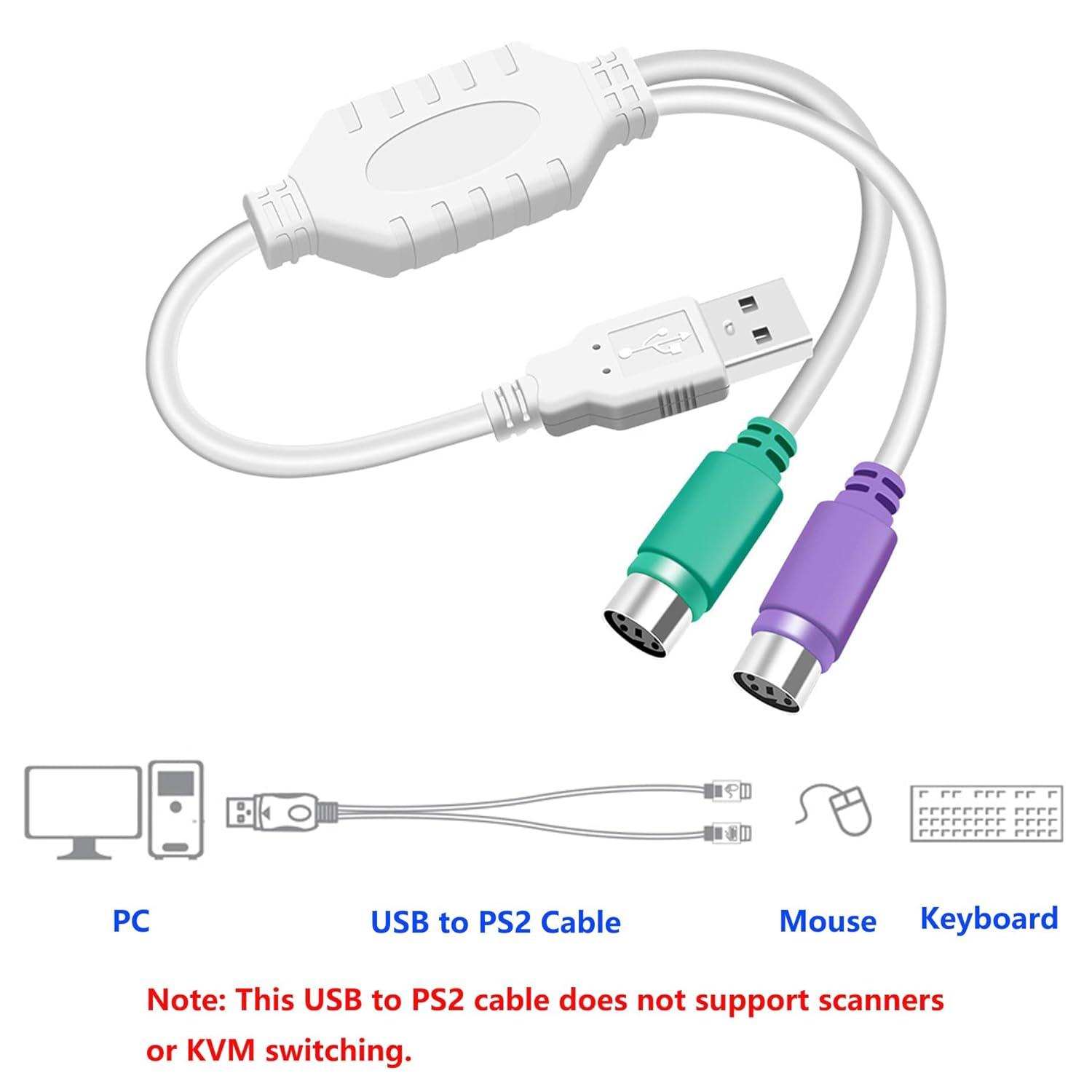 USB(M) to Dual PS/2 (F) Converter ,Connector ,Adapter , Cable For Keyboard Mouse (Multicolor)