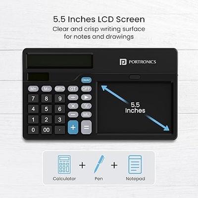 Portronics Ruffpad Calc 2 2-in-1 Calculator & LCD Writing Pad with 14.4 cm Writing Area, Multi Function Digital Calculator Stylus Pen for Students, Birthday Gift, Kids Toys, School, Office(Black)