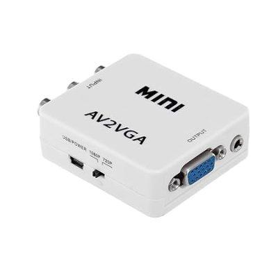 AV to VGA Adapter ,RCA Audio Video Converter, Composite 3.5mm TV Video Playing Adapter 1080p with USB Power Cable VCD DVD Projector TV Set Top Box
