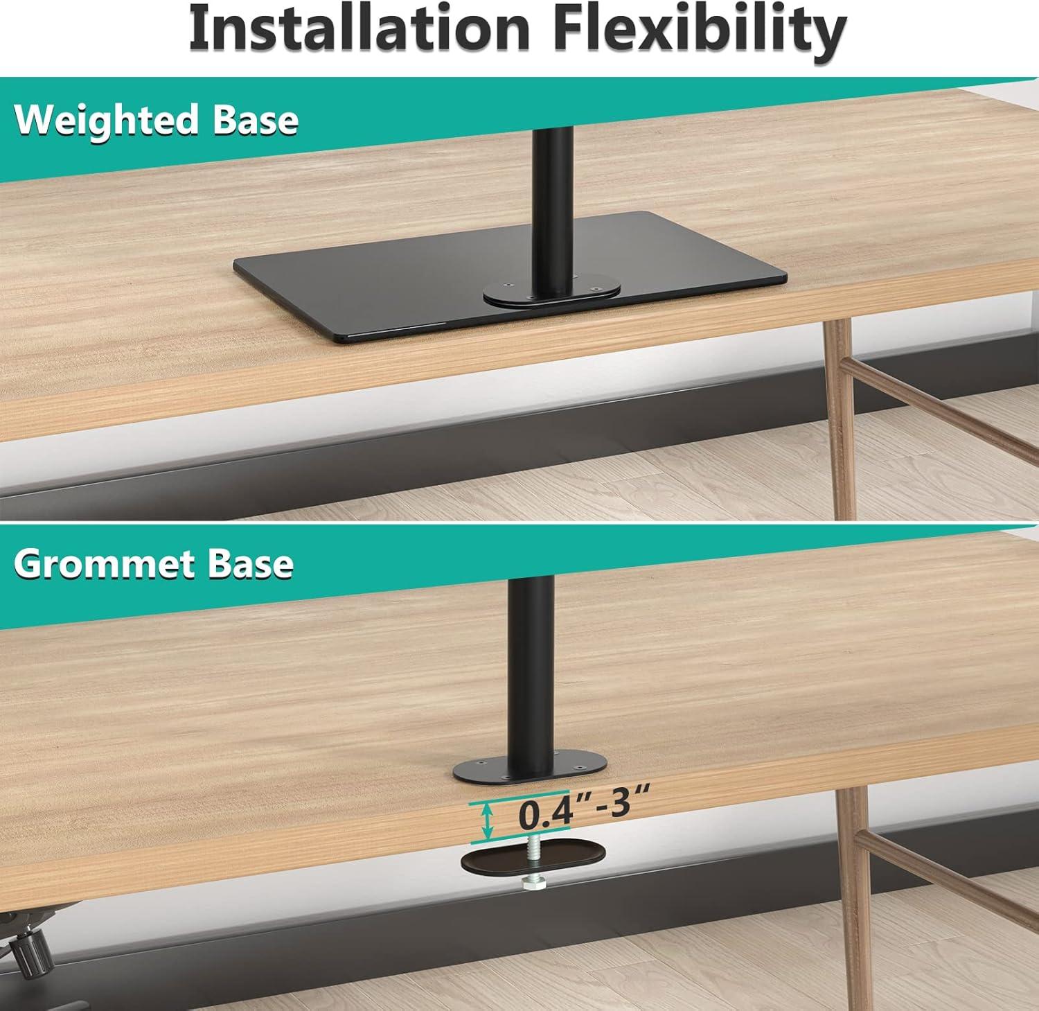 Triple Monitor LED Stand (1x3) – Height Adjustable Desk Mount, Free-Standing Arm for 3 Monitors