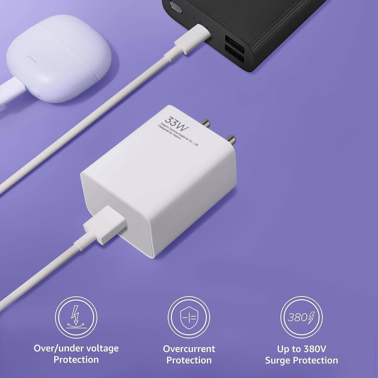 Mi 33W SonicCharge 2.0 USB Fast Charger ,Quick Charging for Smartphones, Tablets and iPhones (White)