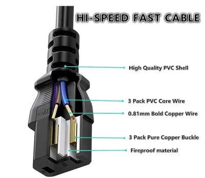 Champion Power Cord Cable for Desktop Computer 1.8 Mtr 3 Pin Cable (Black)