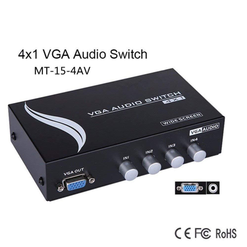 VGA 4 in 1 Out Video Switch with Button for PS4, PC, TV, Projector, Monitor