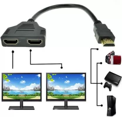 HDMI TO HDMI Y CABLE | 2 Port HDMI Splitter Switcher 2x1 Auto Switch 1 In 2 OutSwitch, Adapter, TV Laptop Cable (Compatible with TV, Projector, LAPTOP, Black)