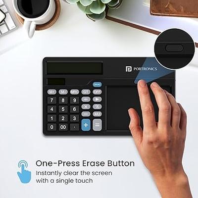 Portronics Ruffpad Calc 2 2-in-1 Calculator & LCD Writing Pad with 14.4 cm Writing Area, Multi Function Digital Calculator Stylus Pen for Students, Birthday Gift, Kids Toys, School, Office(Black)