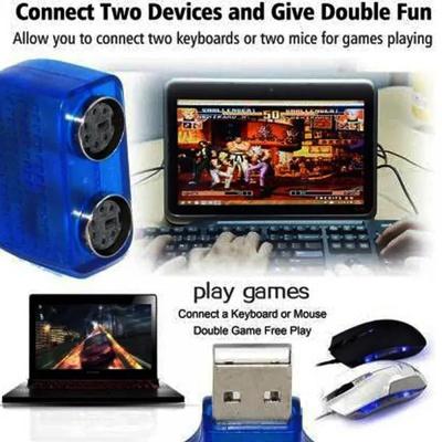 USB Type A Male to Dual PS/2 Female Converter/ Adapter for Keyboard Mouse (Blue)