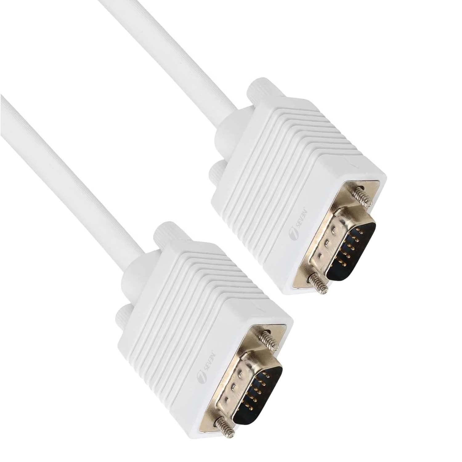 VGA Male to Male ,15-Pin Cable/Adapter for PC, Monitor, Projector, Laptop, TV, LCD/LED (White)