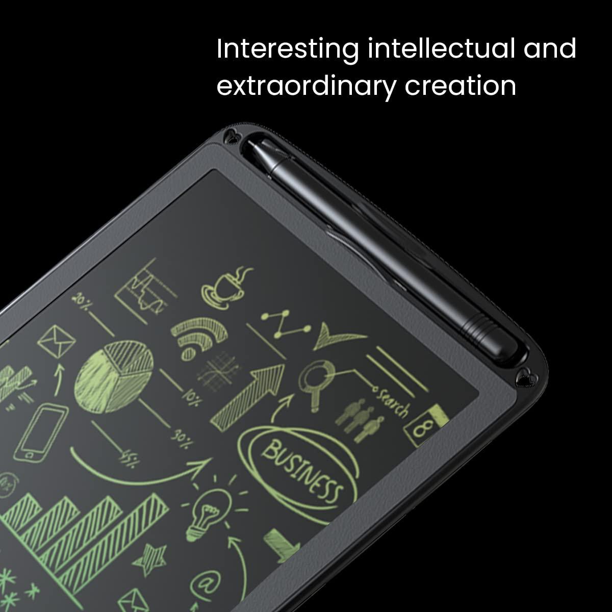 Portronics Ruffpad 12M Re-Writable Multicolor LCD Writing Pad 30.4cm (12 inch) Writing Area, Single Tap Erase, Smart Lock, Long Battery Life (Black)