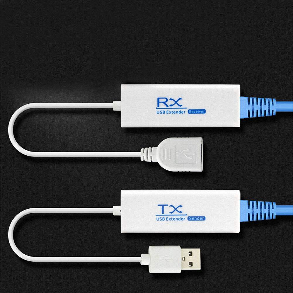 USB LAN Extender USB Male to RJ45 + USB Female Over Cat5/5e/6 Extension Adapter Up to 200 Meter Length LAN Extension Adapter for Cameras,Printers, Keyboard, Mouse