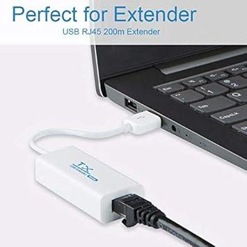 USB LAN Extender USB Male to RJ45 + USB Female Over Cat5/5e/6 Extension Adapter Up to 200 Meter Length LAN Extension Adapter for Cameras,Printers, Keyboard, Mouse