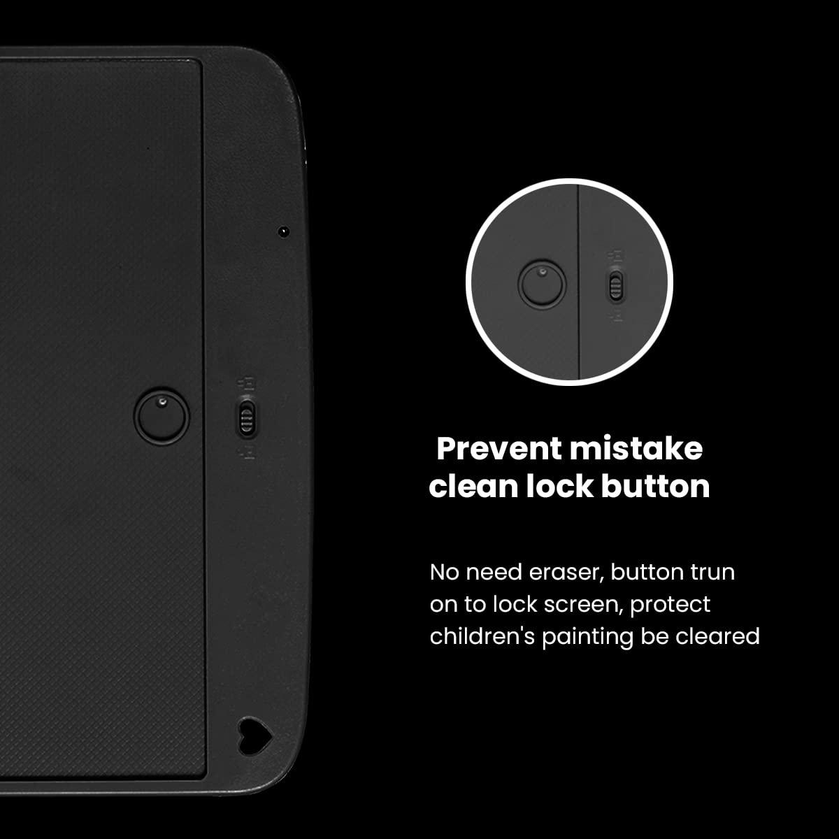 Portronics Ruffpad 12M Re-Writable Multicolor LCD Writing Pad 30.4cm (12 inch) Writing Area, Single Tap Erase, Smart Lock, Long Battery Life (Black)