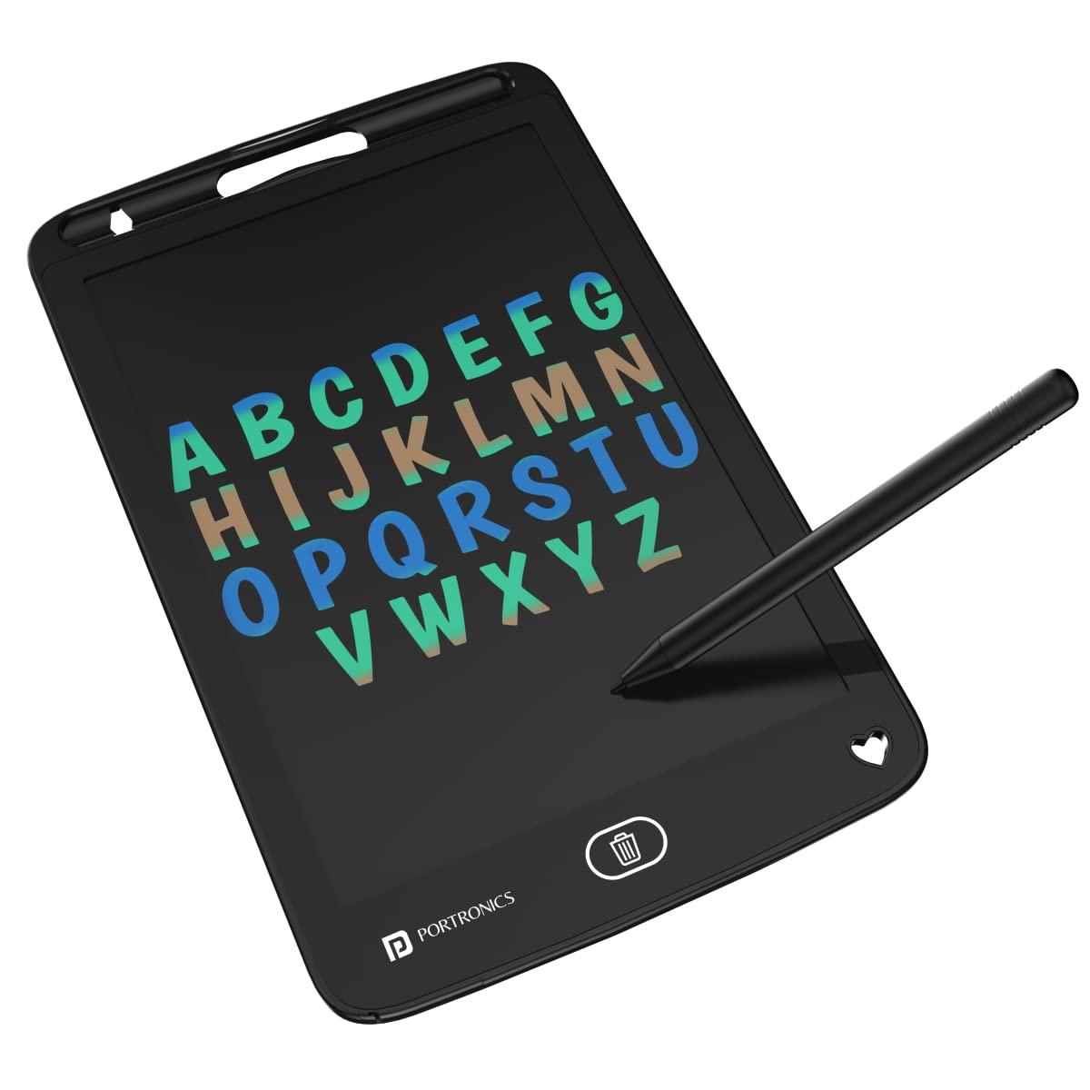 Portronics Ruffpad 8.5M Multicolor LCD Writing Pad with Screen 21.5cm (8.5-inch) for Drawing, Playing, Handwriting Gifts for Kids & Adults (Black)