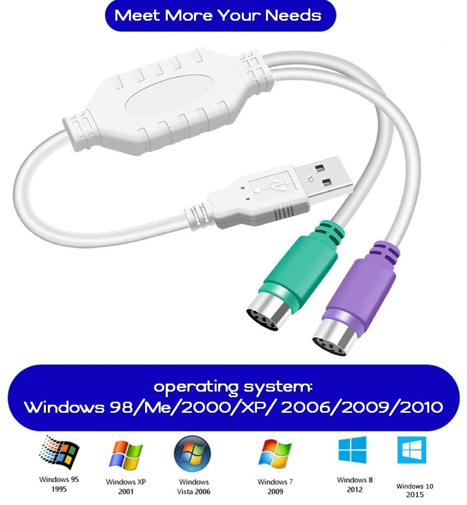 USB(M) to Dual PS/2 (F) Converter ,Connector ,Adapter , Cable For Keyboard Mouse (Multicolor)