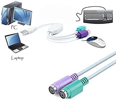 USB(M) to Dual PS/2 (F) Converter ,Connector ,Adapter , Cable For Keyboard Mouse (Multicolor)