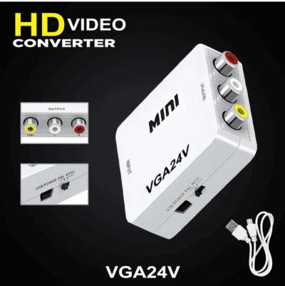 AV to VGA Adapter ,RCA Audio Video Converter, Composite 3.5mm TV Video Playing Adapter 1080p with USB Power Cable VCD DVD Projector TV Set Top Box