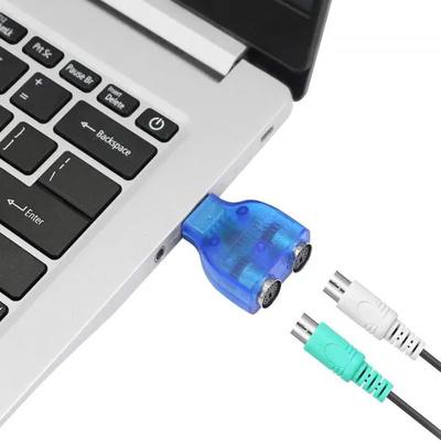 USB Type A Male to Dual PS/2 Female Converter/ Adapter for Keyboard Mouse (Blue)