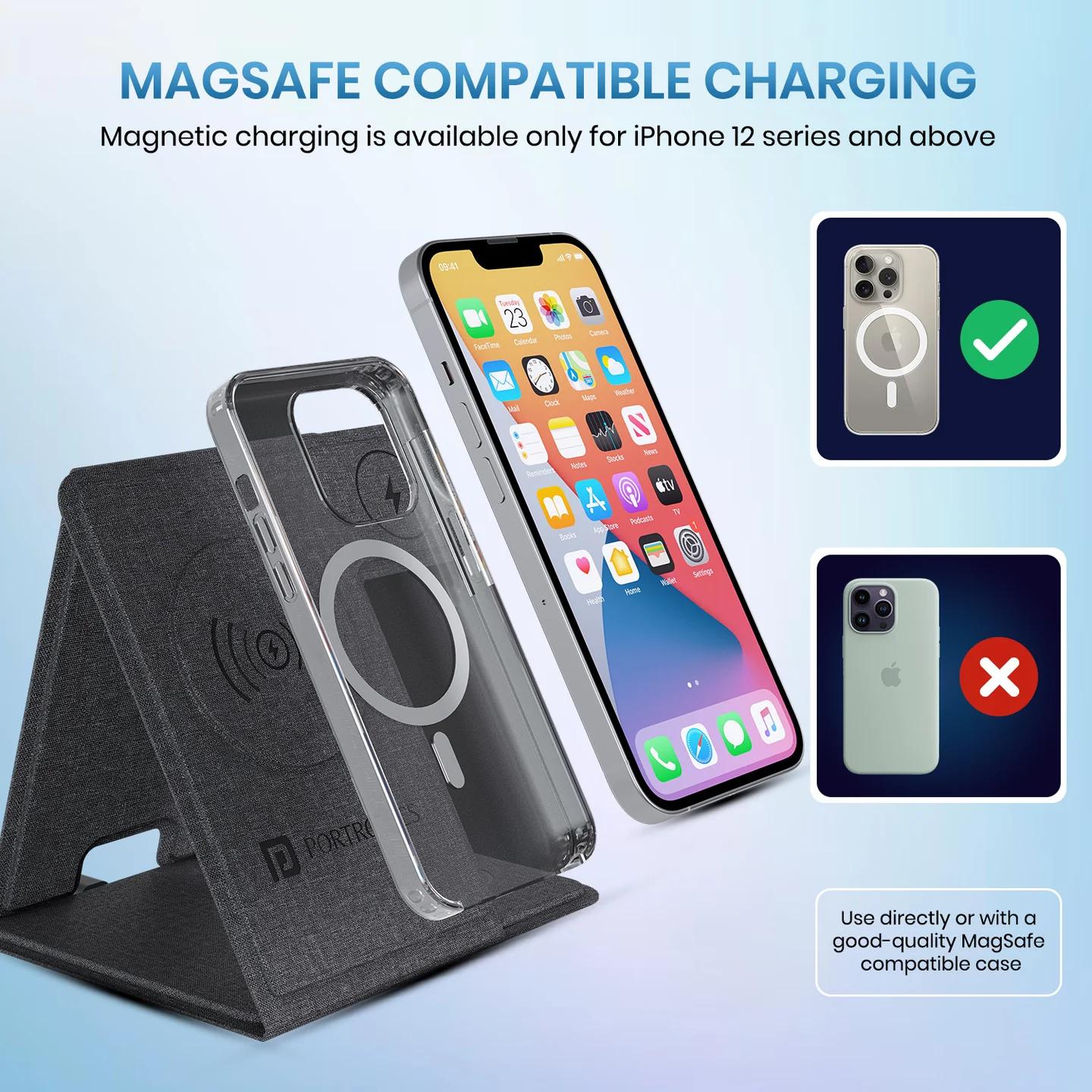 Portronics Freedom Fold 3 15W Foldable MagSafe Wireless Charger for iPhone, Apple Watch & AirPods