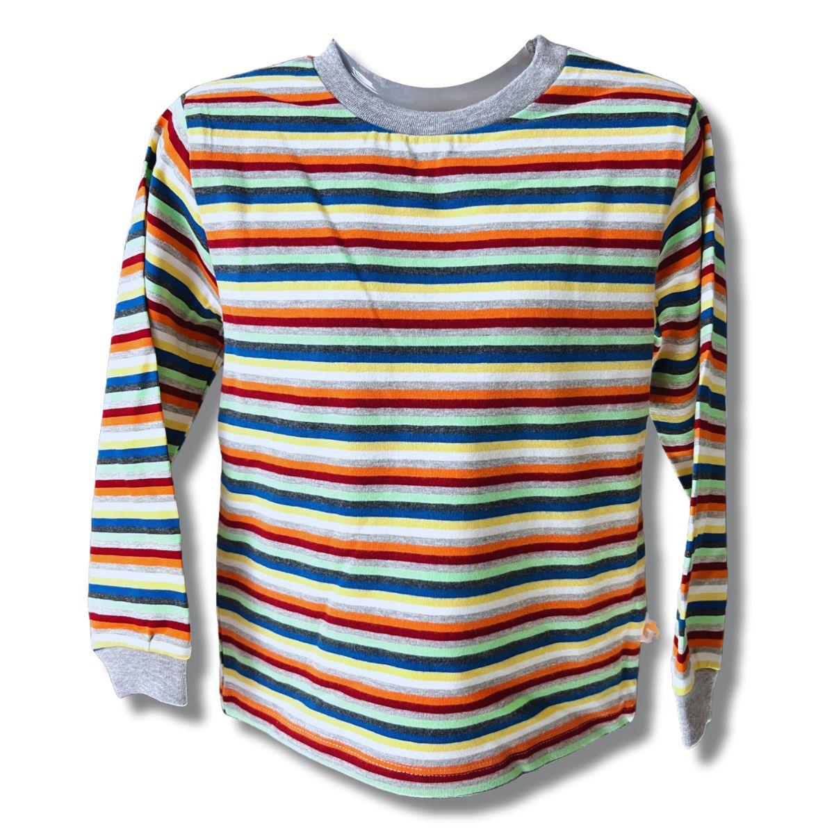 Latest Kids Boys Full-Sleeve T-Shirt - Multi-Coloured Striped Cotton Tee for Kids | Trendy and C