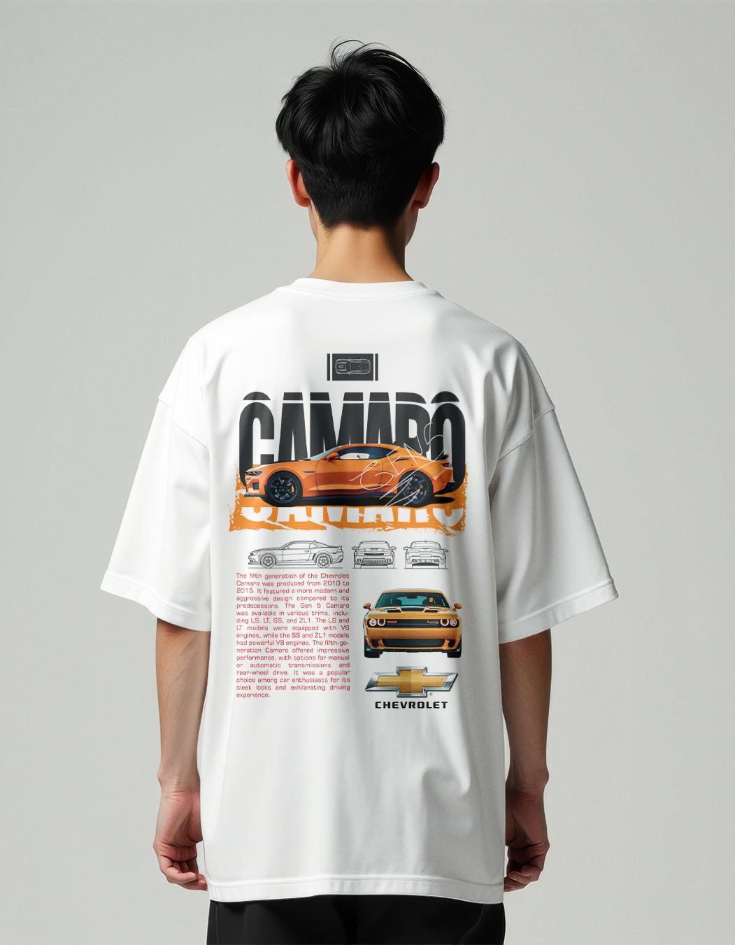 Best Men MountCart Store oversized baggy white camaro supercar  back mystic printed tshirt for m