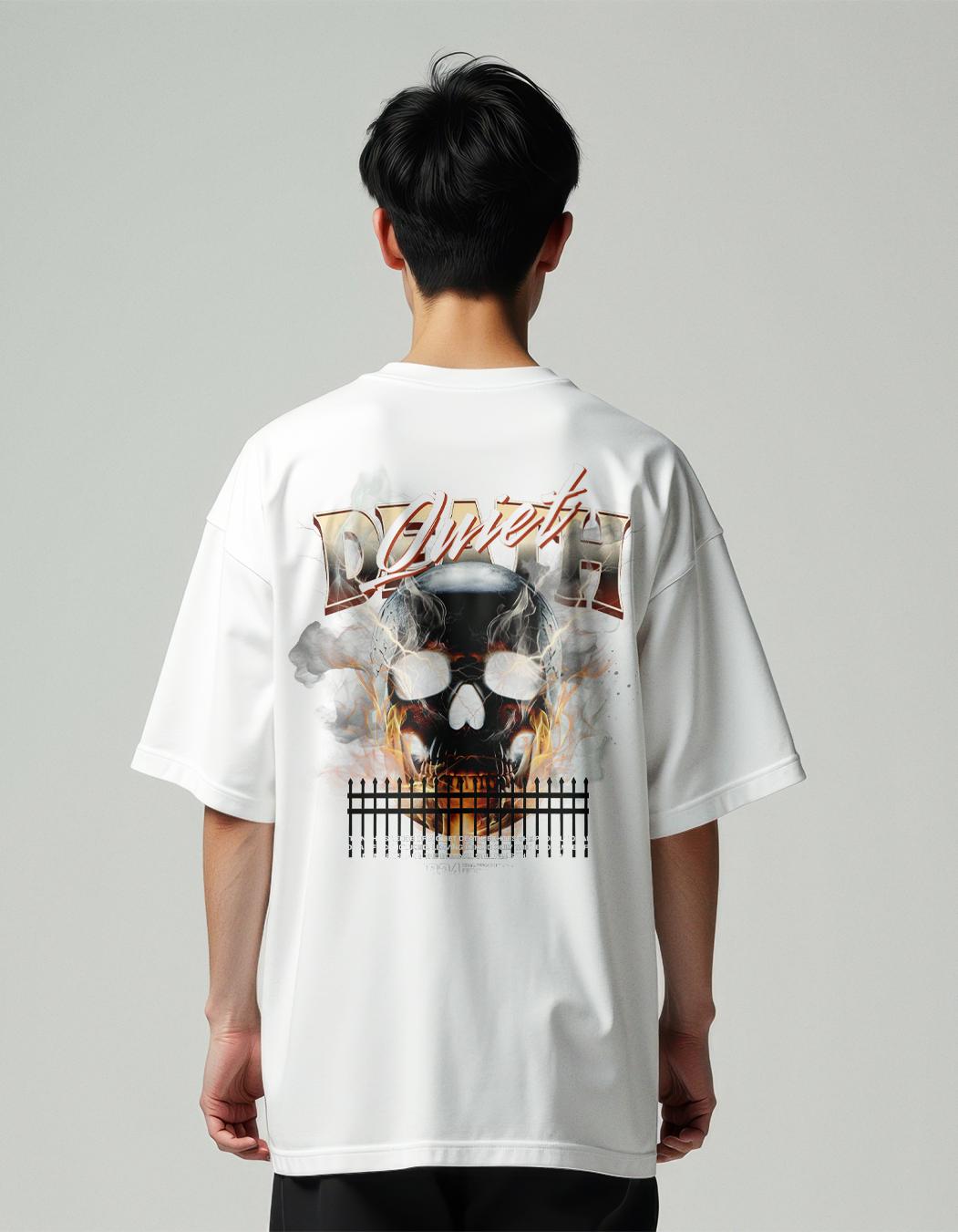 Affordable Men MountCart Store oversized baggy white back printed tshirt for men and women 2025 