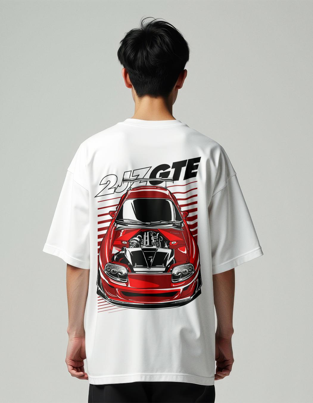 Luxurious Men MountCart Store oversized baggy white GTE supercar back mystic printed tshirt for 