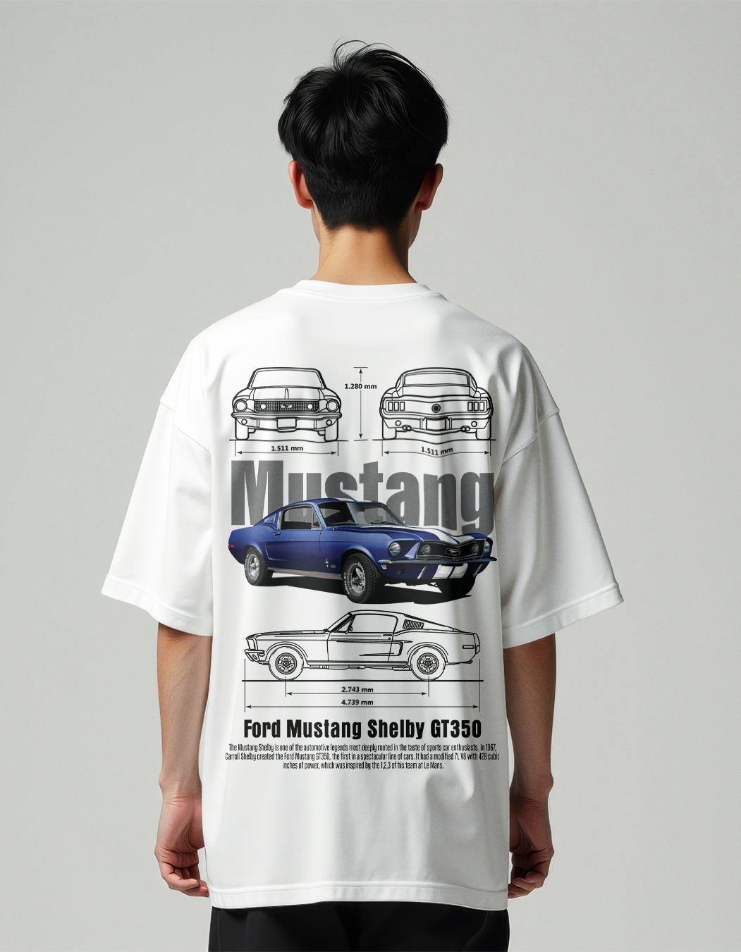 Latest Men MountCart Store oversized white supercar mustang back printed t-shirt for men and wom