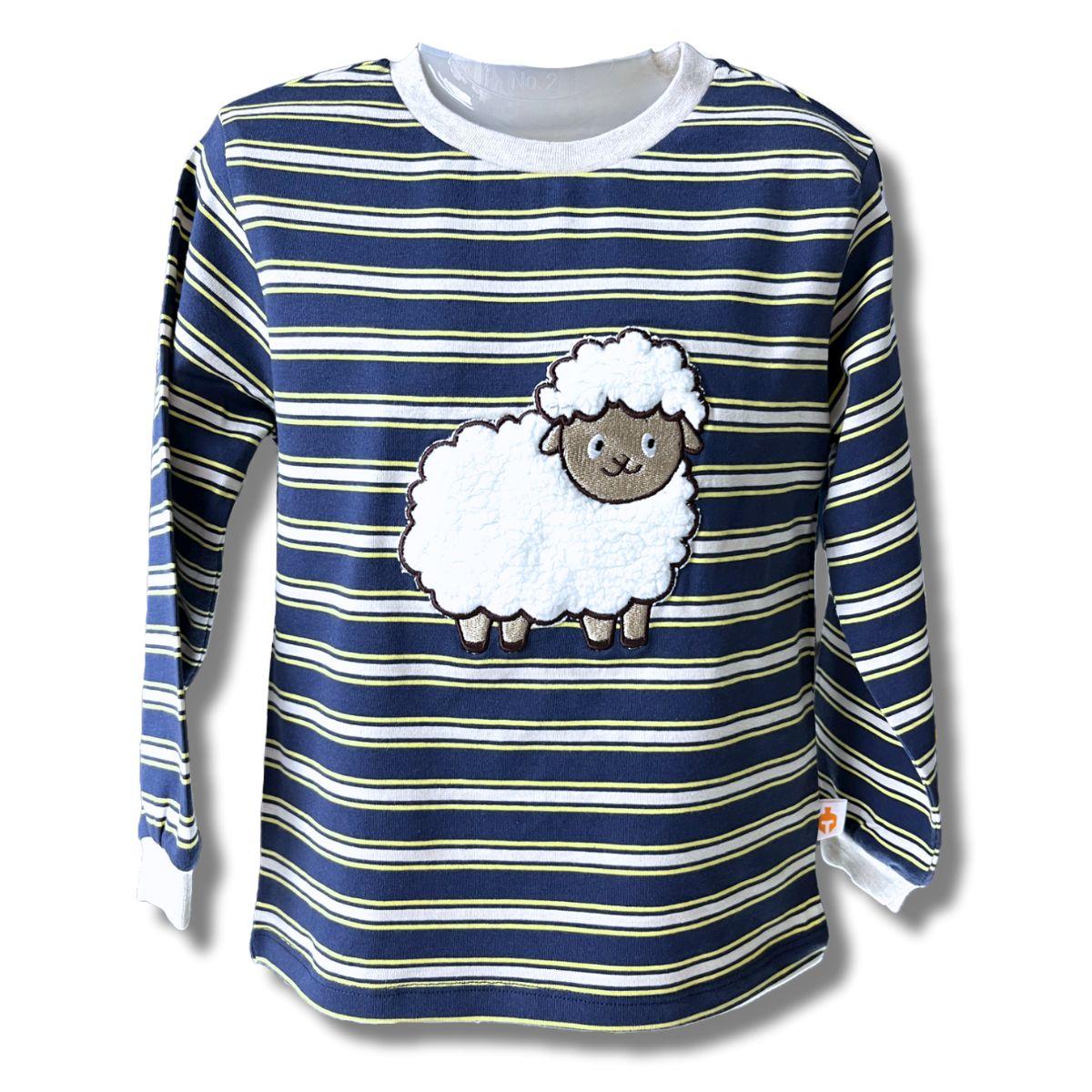 Luxurious Kids Adorable Black Boys Full Sleeve Sheep Printed Soft Cotton T-Shirt - Sizes 2-8 Yea
