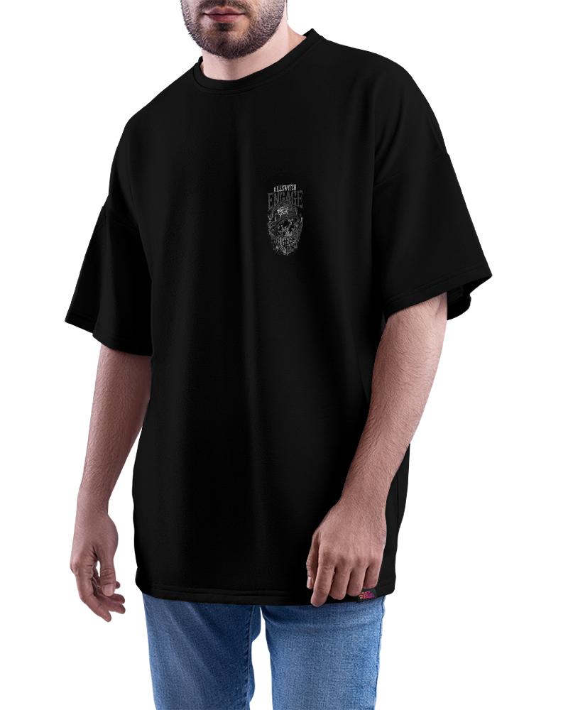 Exclusive Men MounCart Store Oversized Black Baggy Drop Shoulder Latest Printed Half Sleeve T-Sh