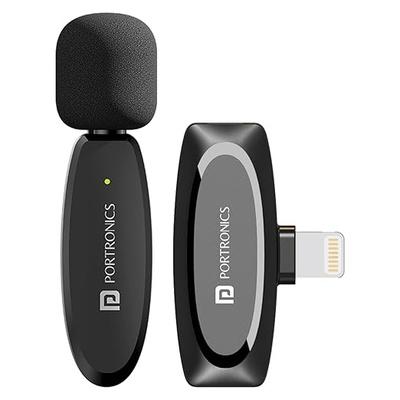 Portronics Dash 7 Omnidirectional 8 Pin Wireless Microphone, Noise Cancellation, Plug & Play, Lapel Wireless Mic for Video Recording, Supports 8 Pin iPhone, iPads (Black) - Microphone | Buy online on ZillyBuy