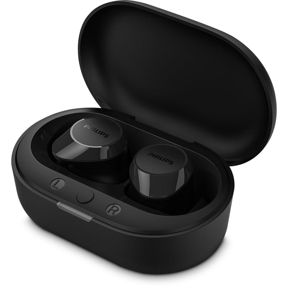 PHILIPS TAT1209BK/00 True Wireless Earbuds, in-Ear Active Noise Cancelling Bluetooth v5.3 Earphones with Mic, 18H Play Time, Shank Shape, IPX4, Touch Controls & Charging Case for iPhone/iPad