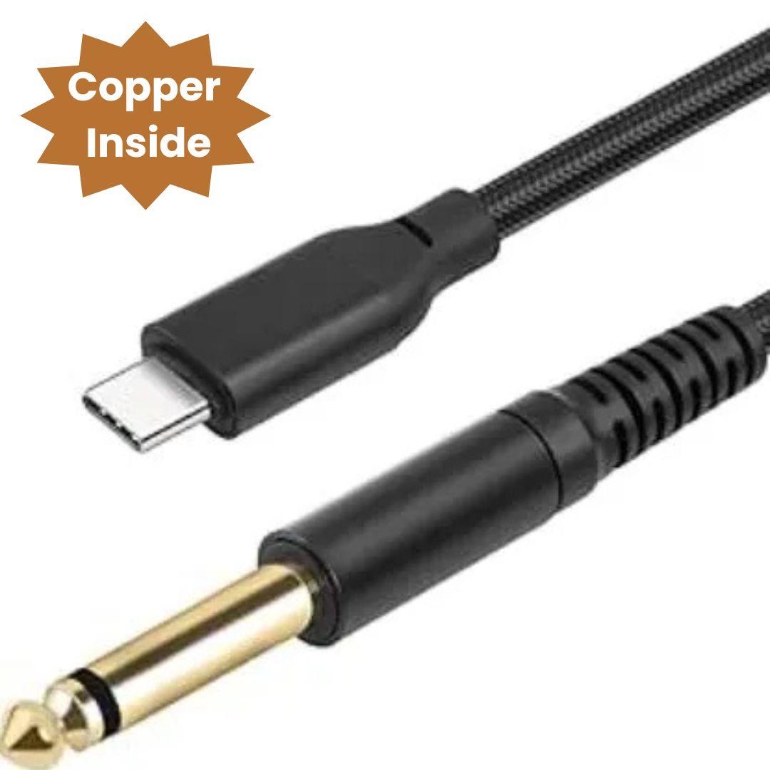 Type C to Audio Cable 6.35MM Cord for Electric Guitar, Smartphone, Tablet, Laptop, Amplifier, Sound Mixing Console, Speaker recording system - (1.5M)