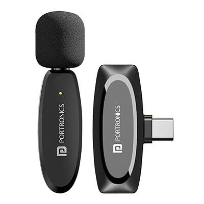 Portronics Dash 7 Omnidirectional Type C Wireless Microphone, Noise Cancellation, Plug & Play, Lapel Wireless Mic for Video Recording, Supports Type C Android, iPhone, Camera(Black) - Microphone | Buy online on ZillyBuy
