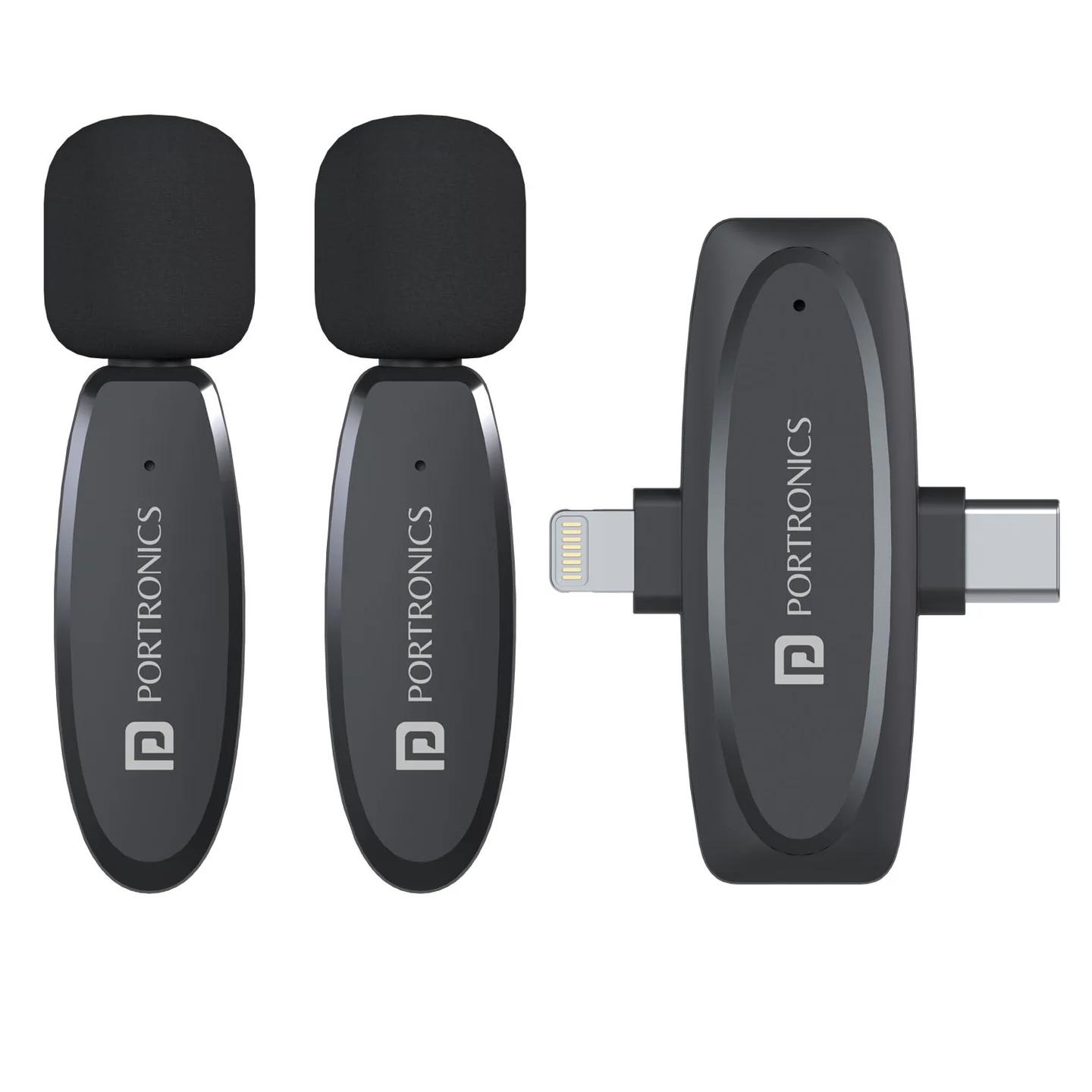 Portronics Vlogmate Dual Mic Omnidirectional Wireless Microphone - Microphone | Buy online on ZillyBuy