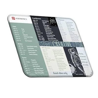 Portronics Comfipad 3 Mouse Pad with Windows Shortcuts Design, Non-Slip Base, Stitched Edges, High-Precision Smooth Surface, Water Resistant Keyboard Pad for Gaming, Office & Home (Grey) black