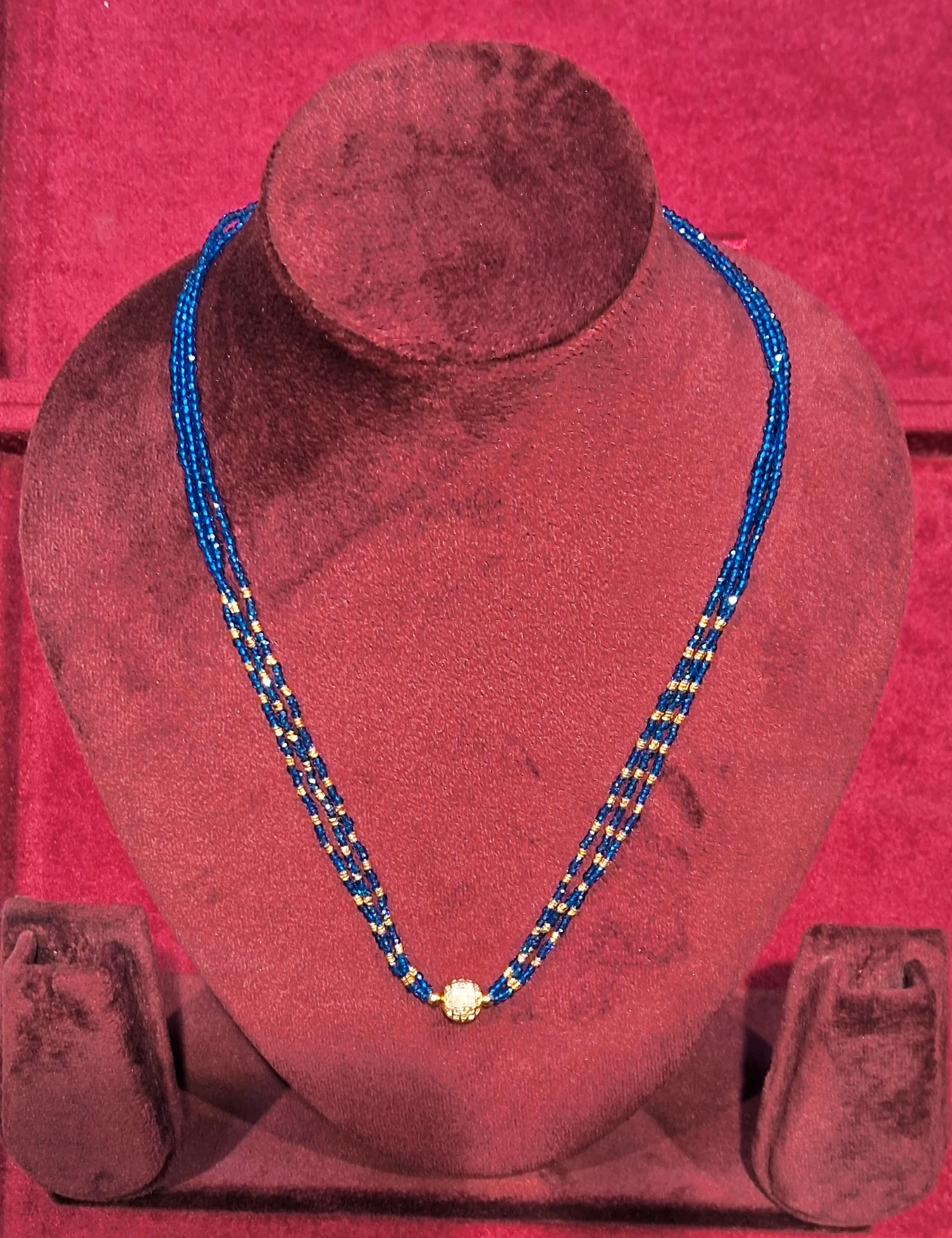 CHAIN CRYSTAL-Sky Blue gold Free Size