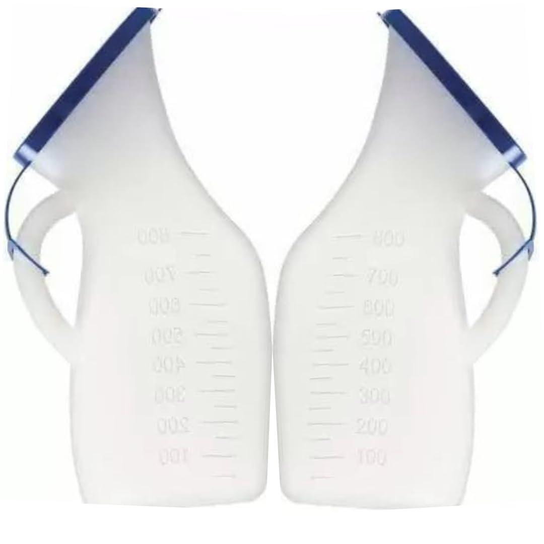Tan45 Urine Pot for Women in Bed Patient, Female Urinal Collector With Lid, Pack Of 2 (800 ml Each)