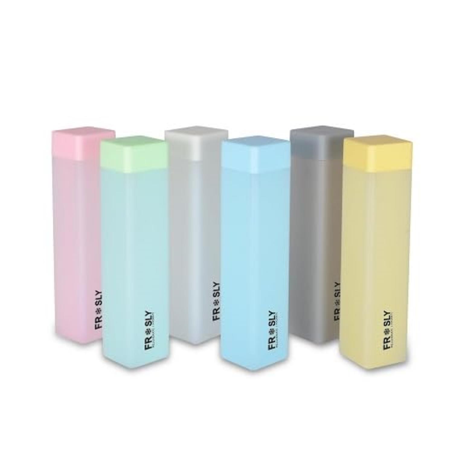 FROSTY 6-Pack 18oz Frosted Square Water Bottles with Leakproof Flip Top Lids - Reusable Tritan Plastic BPA-Free Water Bottle -