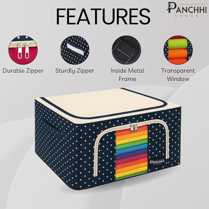 Panchhi Store Storage Box and Organiser 24 Liter Wardrobe Organizer for Storage Foldable Steel Frame Storage organiser with Zipper with Panchhi Store Storage Box and Organiser 24 Liter Wardrobe Organizer for Storage Foldable Steel Frame Storage organiser with Zipper with