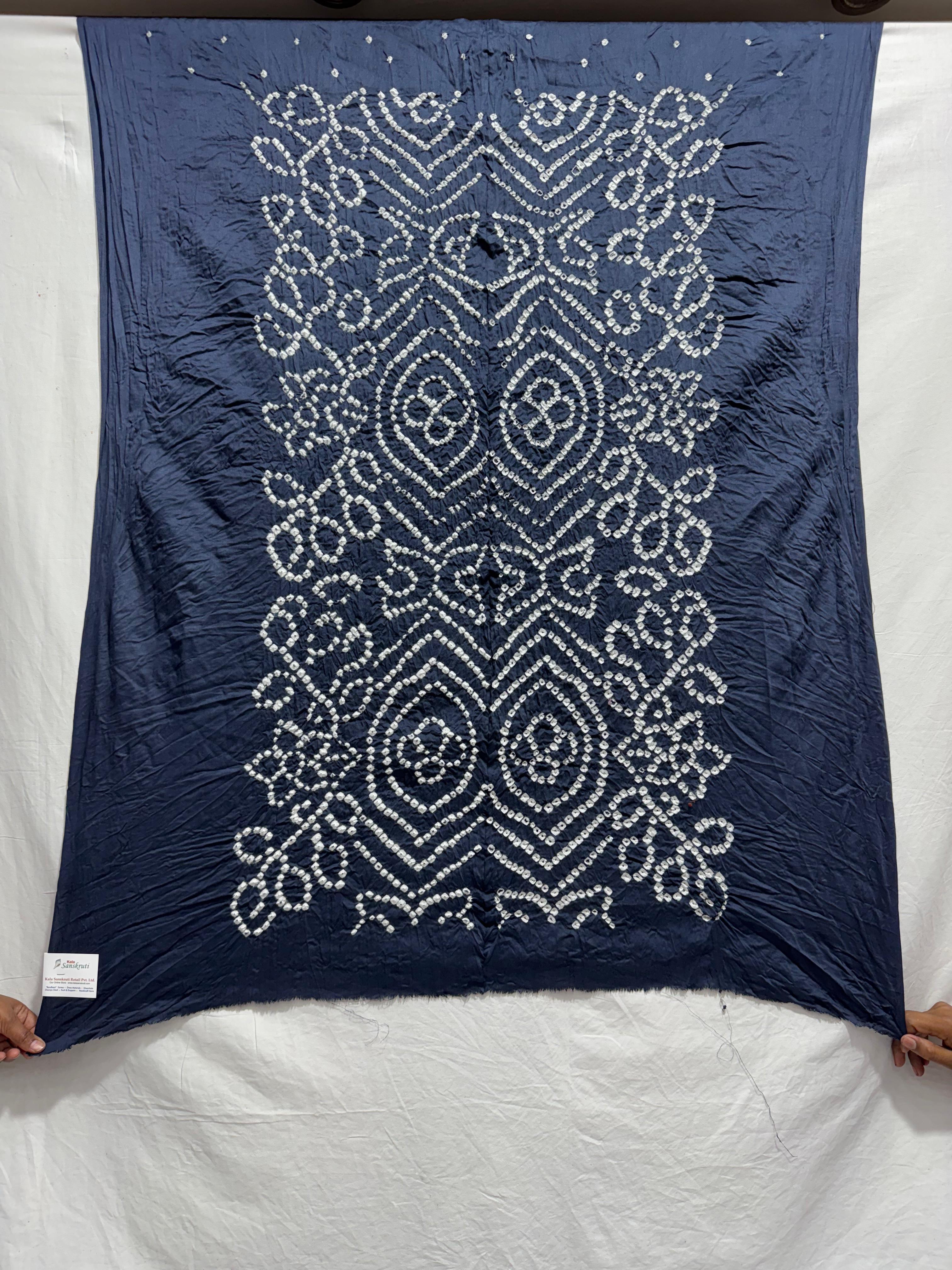 Kala Sanskruti All Over Nevy Blue Color Cotton Bandhani Kurti Material 3 M Elegant Traditional Kurti Cotton Satin Fabric for Women blue Unstitched