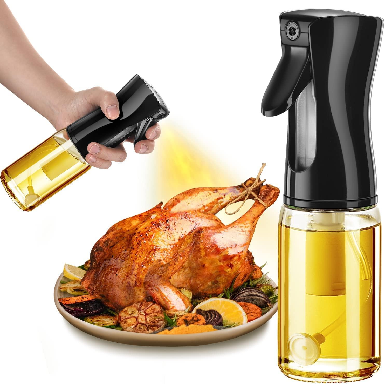 Oil Sprayer for Cooking 200ml Olive Oil Sprayer Mister Olive Oil Spray Bottle Kitchen Gadgets Accessories for Air Fryer Canola Oil Spritzer Widely Used for Salad Making Baking Frying BBQ albescentwhite