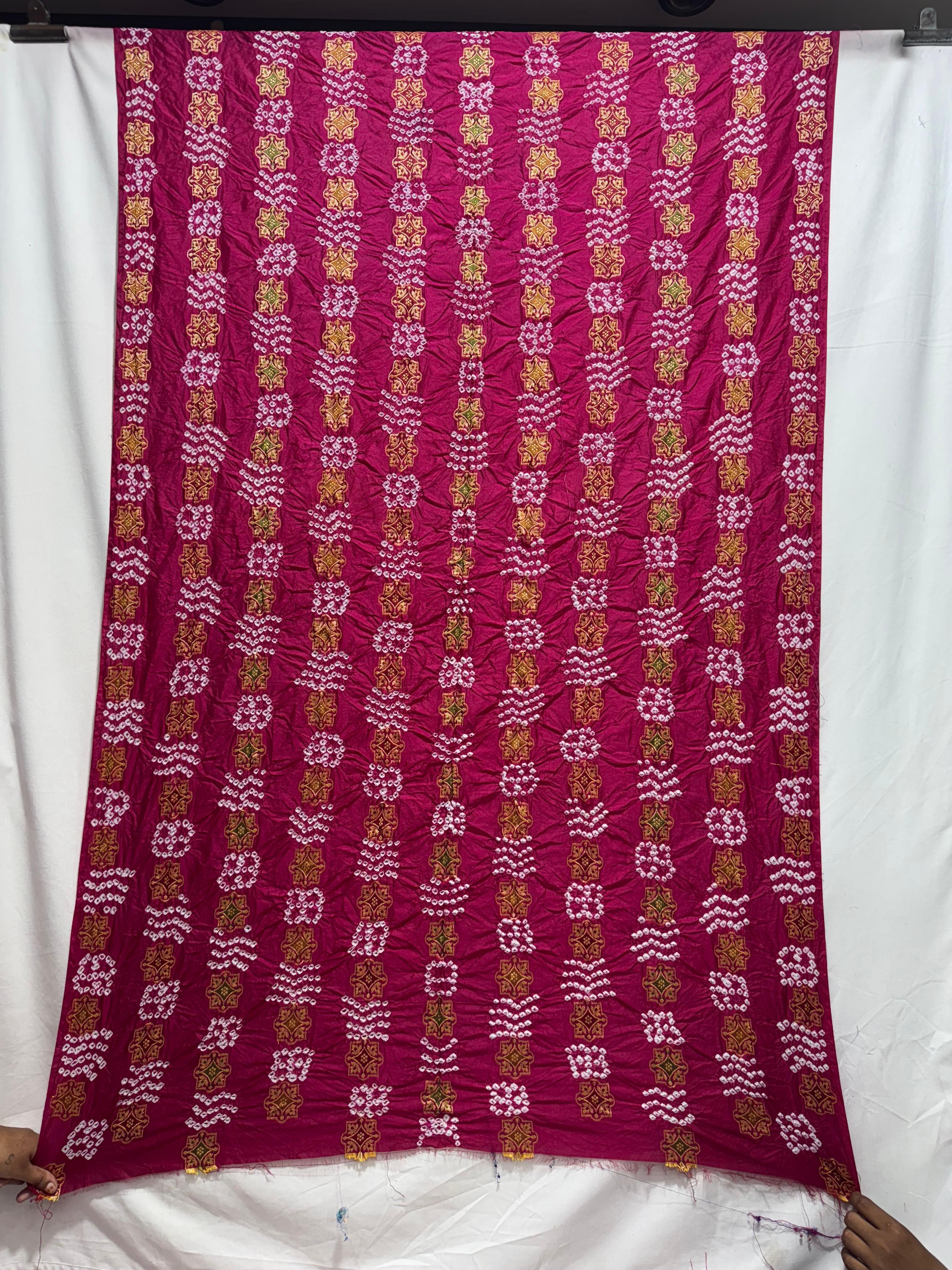 Kala Sanskruti All Over Pink Color Dupion Silk Bandhani Kurti Material 3 M Piece Elegant Traditional Comfortable Fashionable Kurti Material Selection pink Unstitched