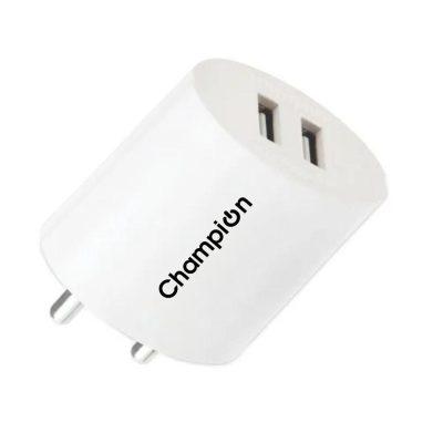 Champion 10.5 W 2.1 A Dual Usb Port Mobile Charger For Smartphone (White) Champion 10.5 W 2.1 A Dual Usb Port Mobile Charger For Smartphone (White)