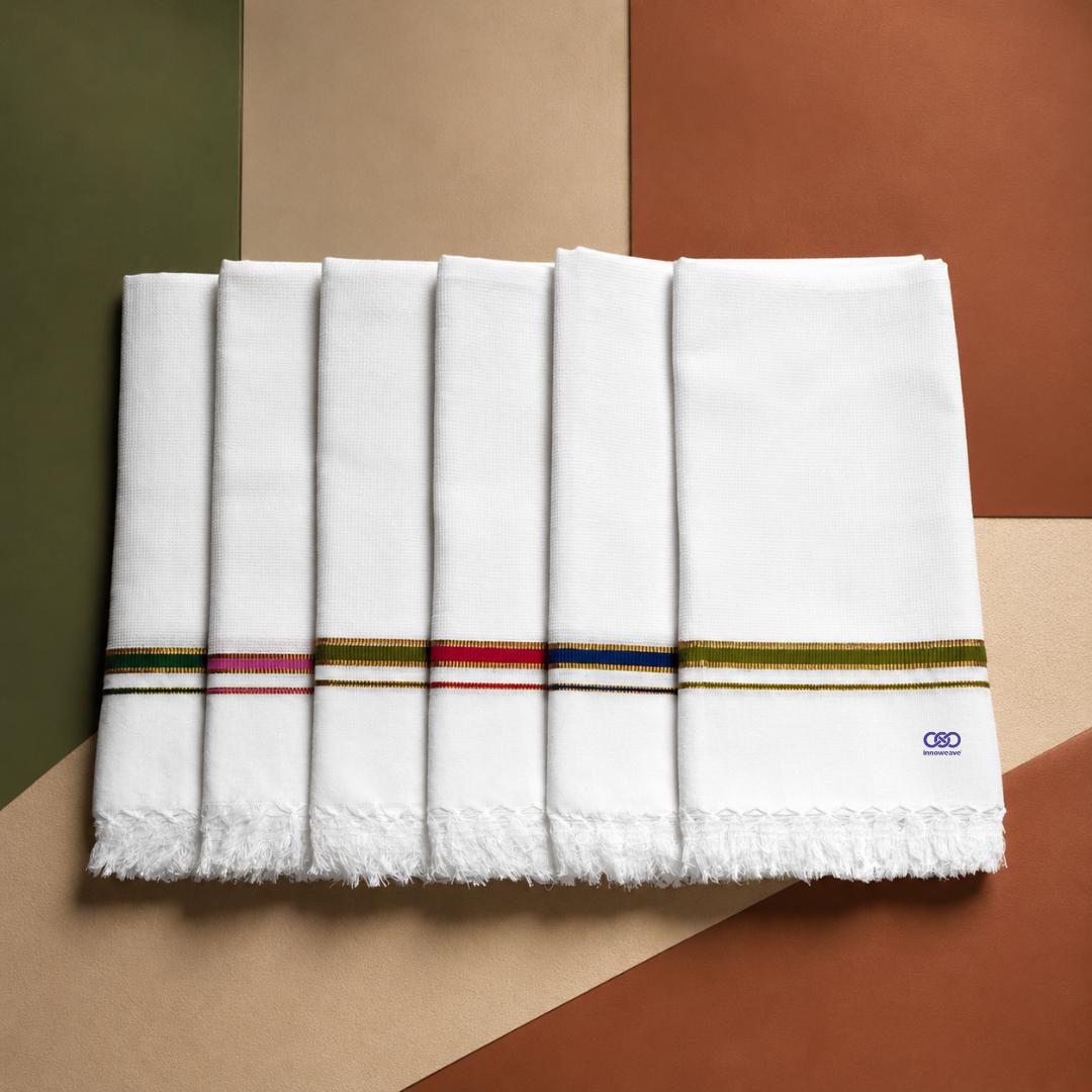 Royal Border White Towels ( Pack of 6 ) lilywhite Free Size