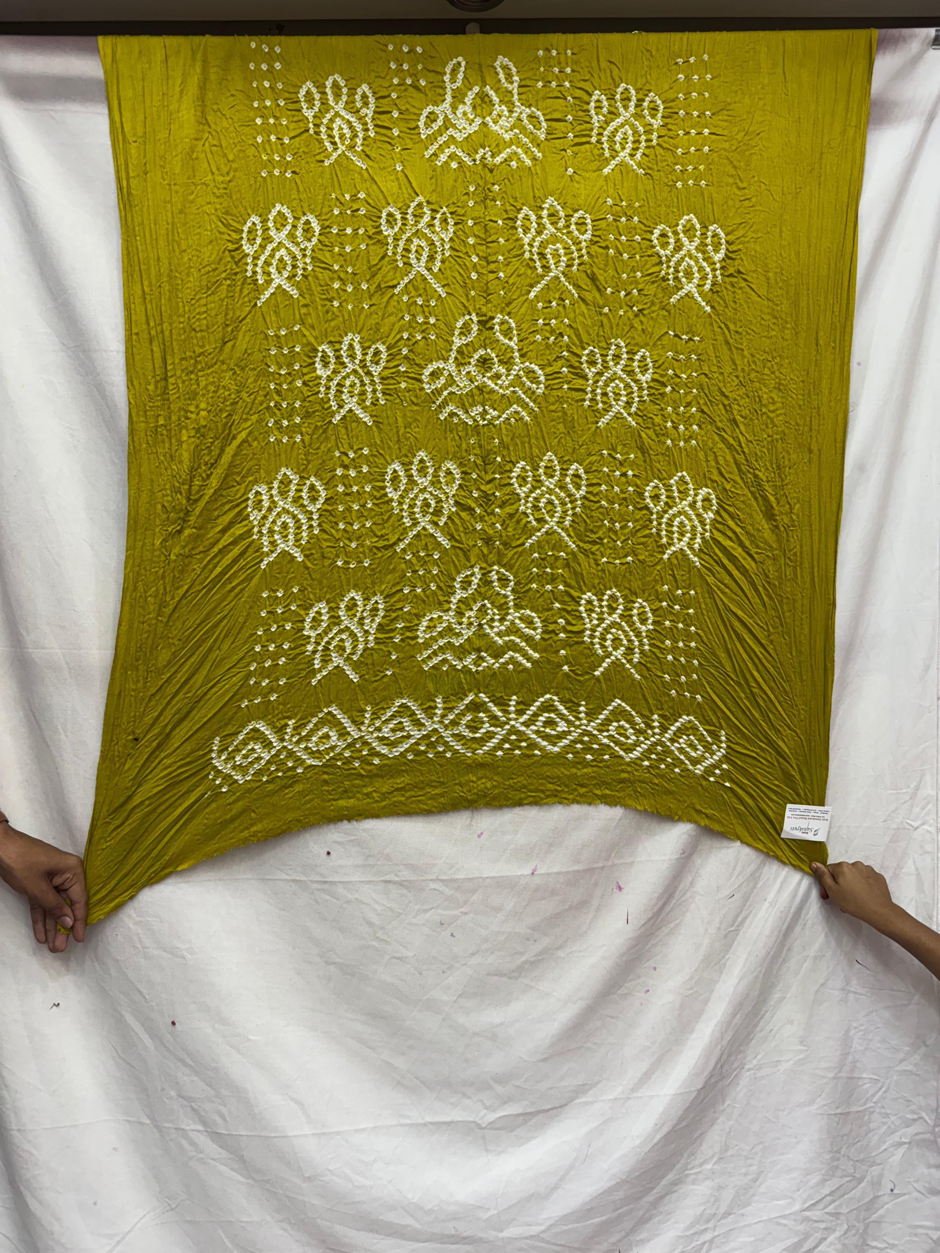 Kala Sanskruti All Over Mahendi Color Cotton Bandhani Kurti Material 3 M Elegant Traditional Kurti Cotton Satin Fabric for Women green Unstitched