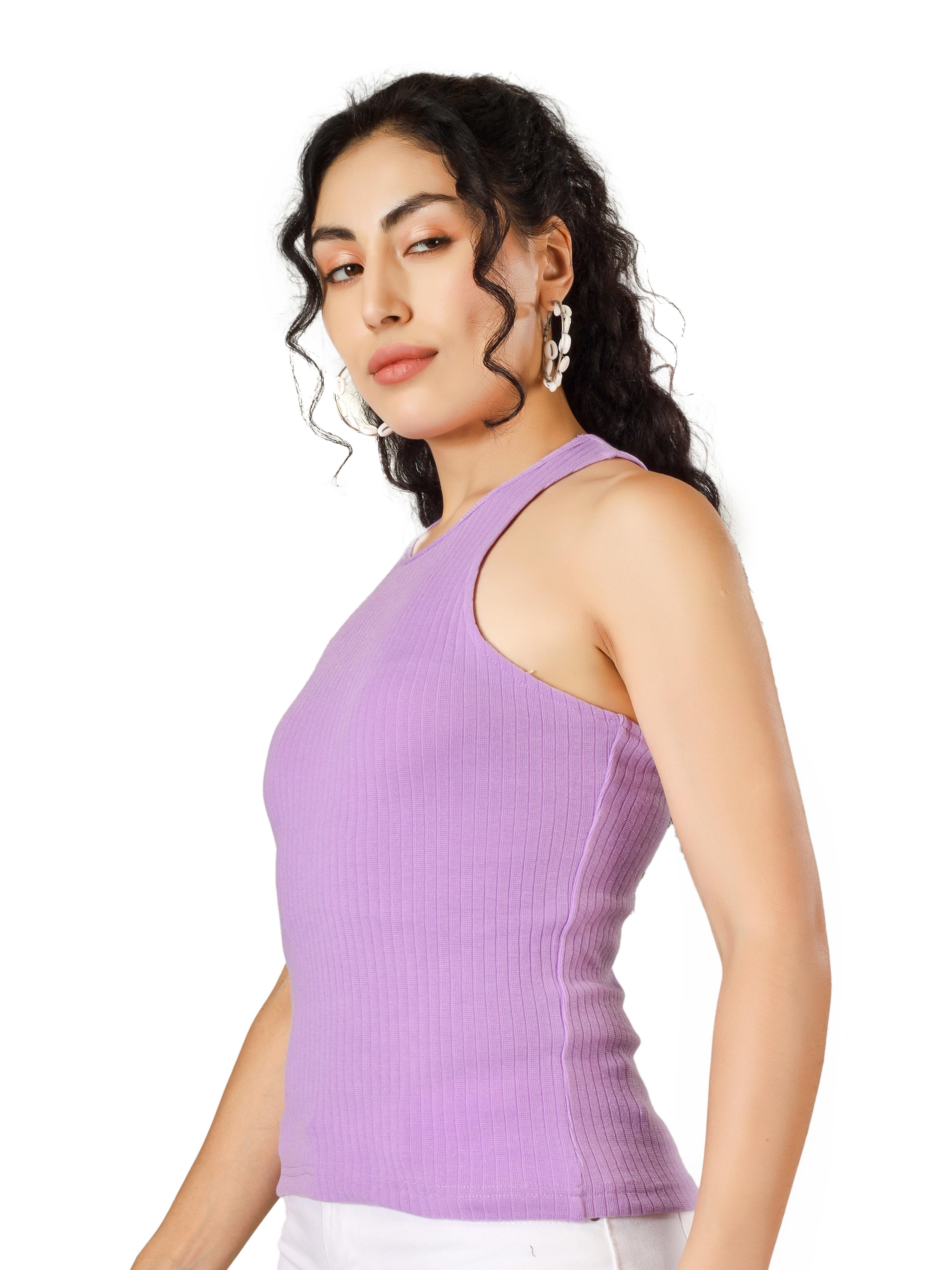 blueficus women s ribbed sleeveless vest top solid stretchable round neck casual and daily wear top