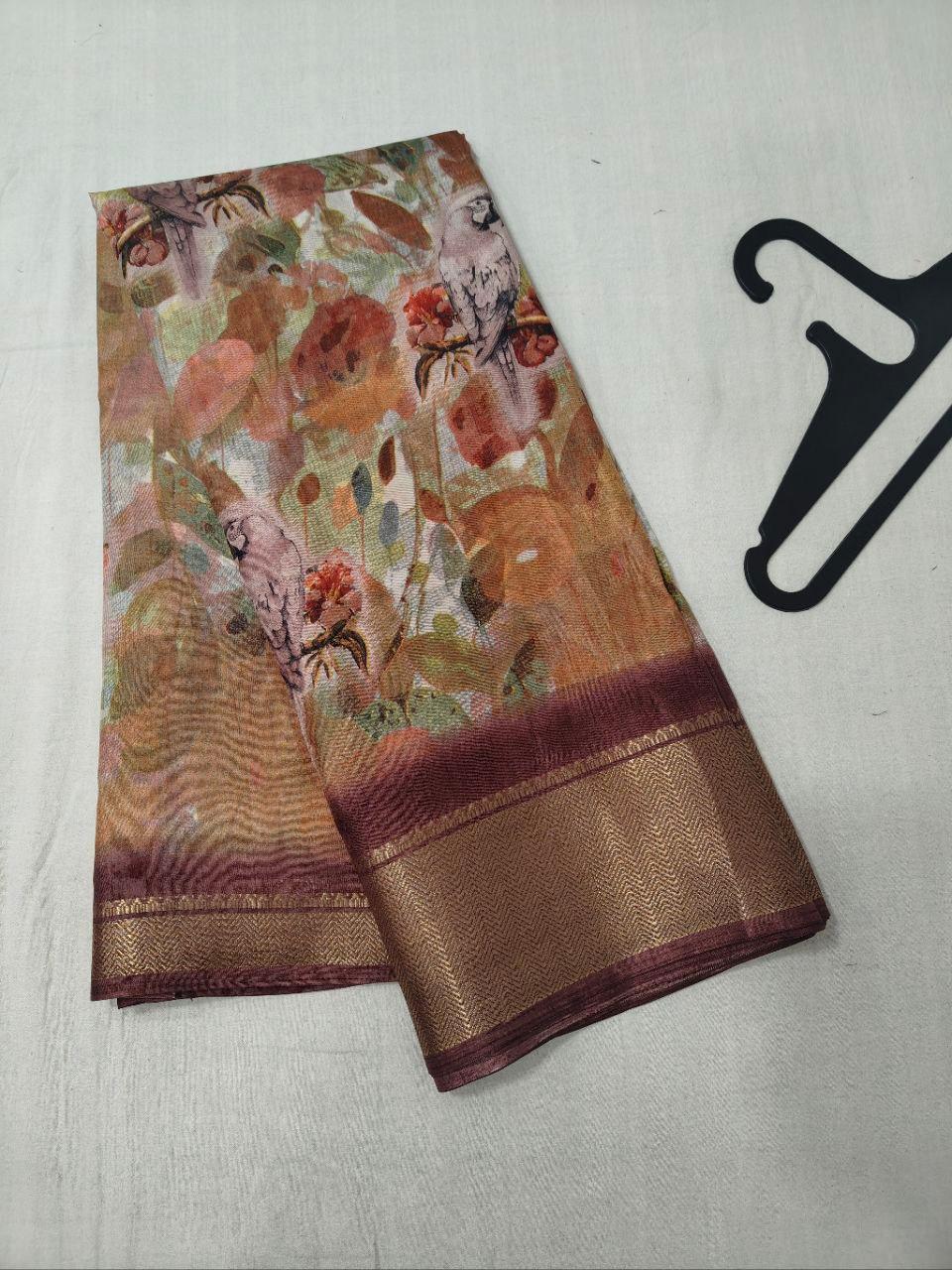 dola silk saree with zari border