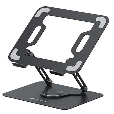 Portronics My Buddy K9 Portable Laptop Stand - Adjustable Elevation Levels - Ventilated Anti-Slip Design - 360-degree Rotating Base black